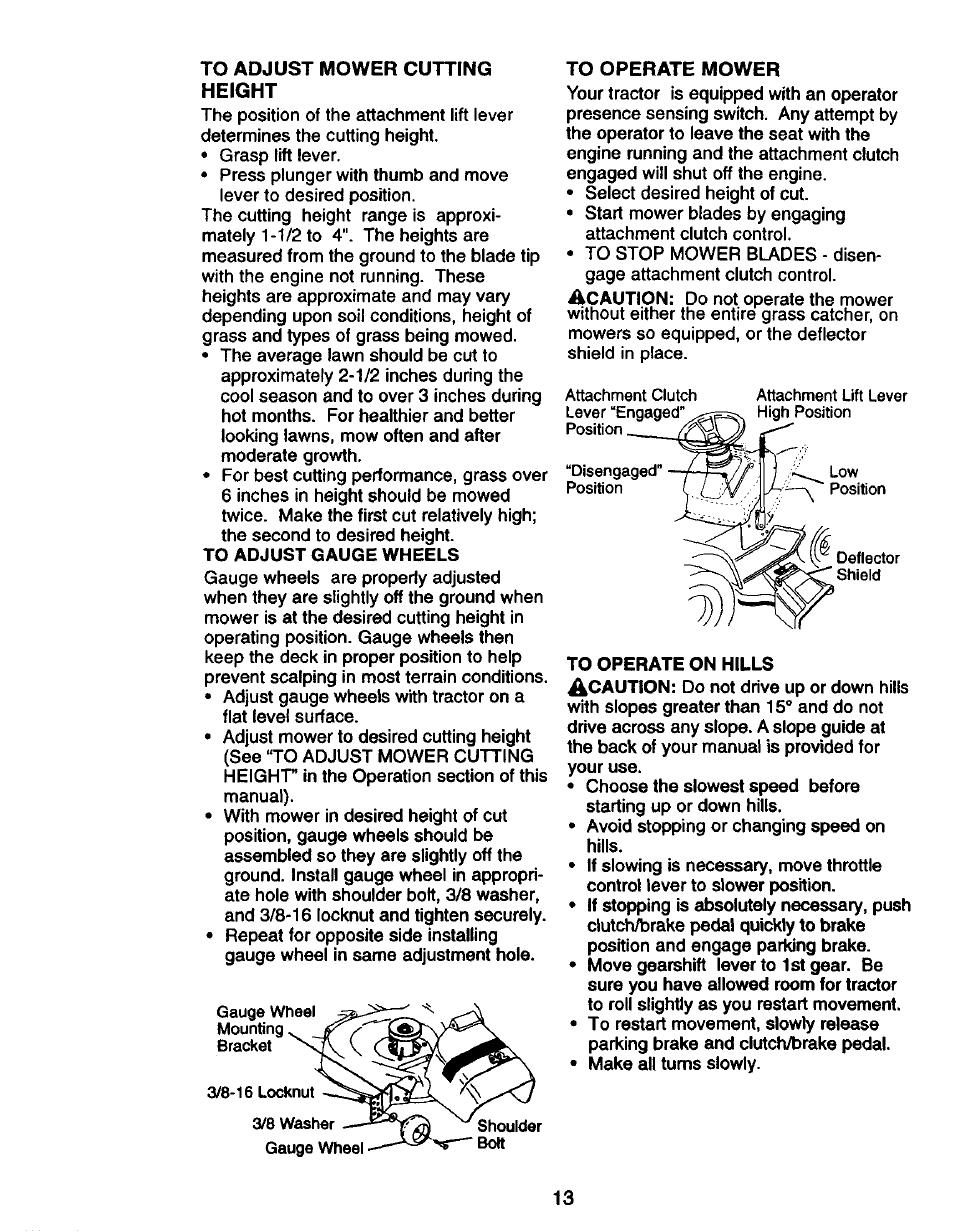 To adjust mower cutting height, To operate mower | Craftsman 917.270750 User Manual | Page 13 / 60