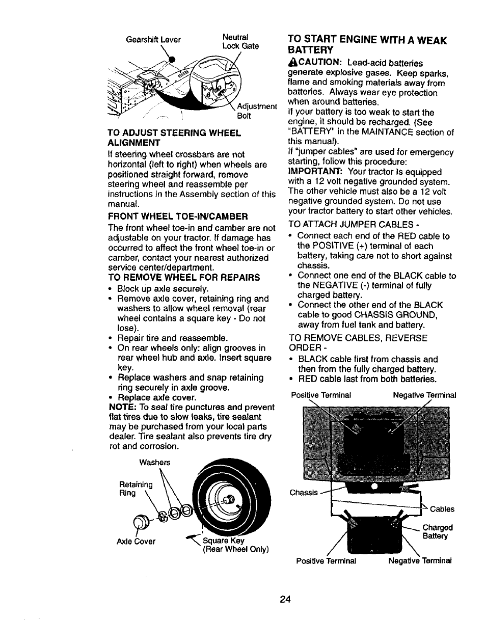To start engine with a weak battery | Craftsman 917.270750 User Manual | Page 24 / 60
