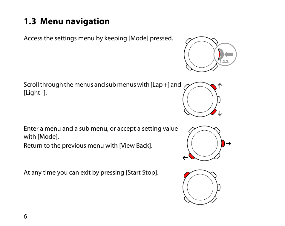3 menu navigation | SUUNTO T6C Quick Start User Manual | Page 6 / 15