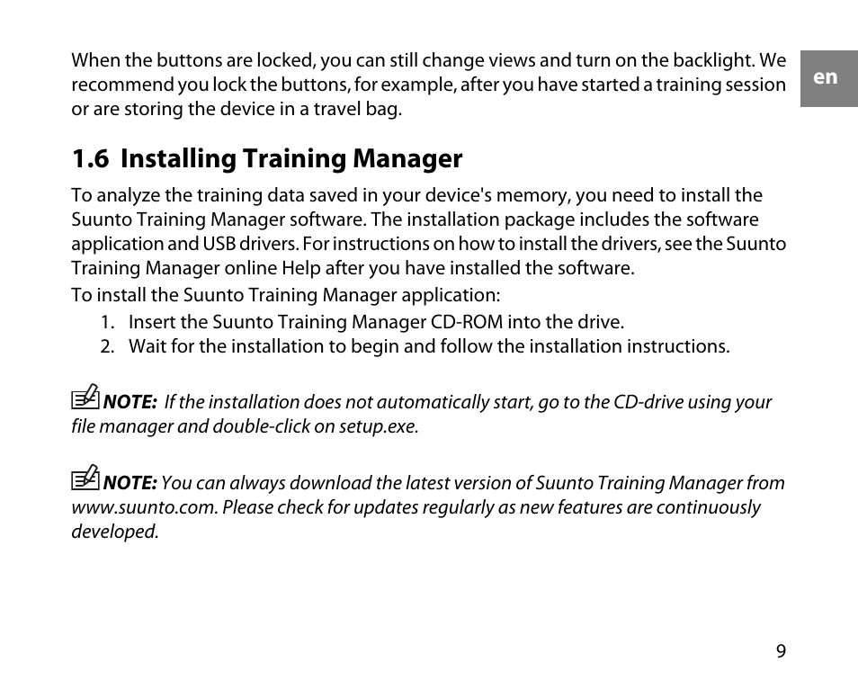 6 installing training manager | SUUNTO T6C Quick Start User Manual | Page 9 / 15