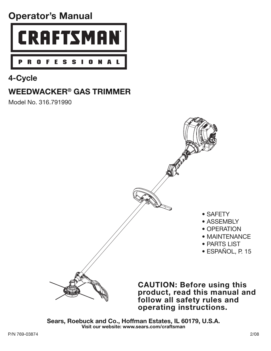 Craftsman 316.79199 User Manual | 32 pages