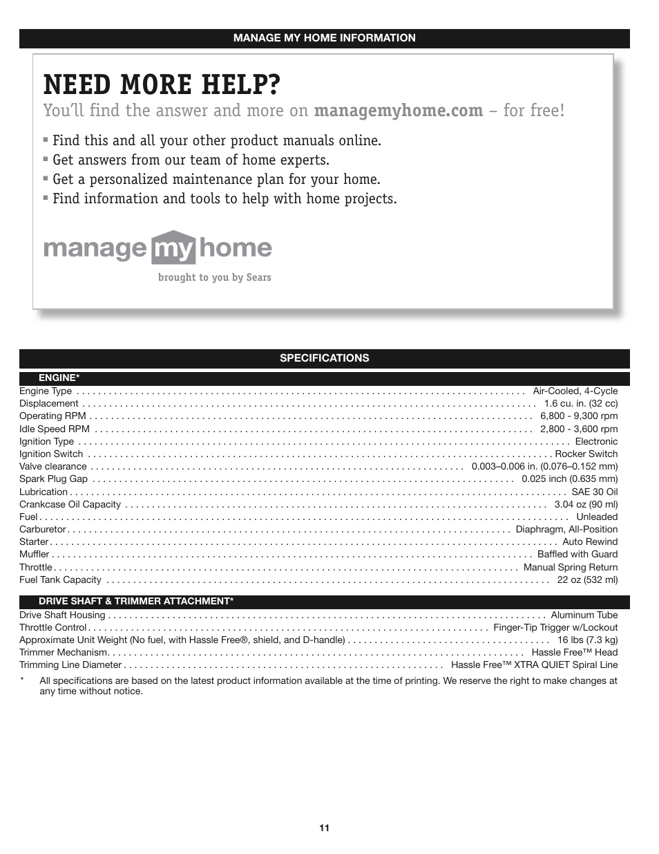 Need more help, Get answers from our team of home experts, Get a personalized maintenance plan for your home | Craftsman 316.79199 User Manual | Page 11 / 32