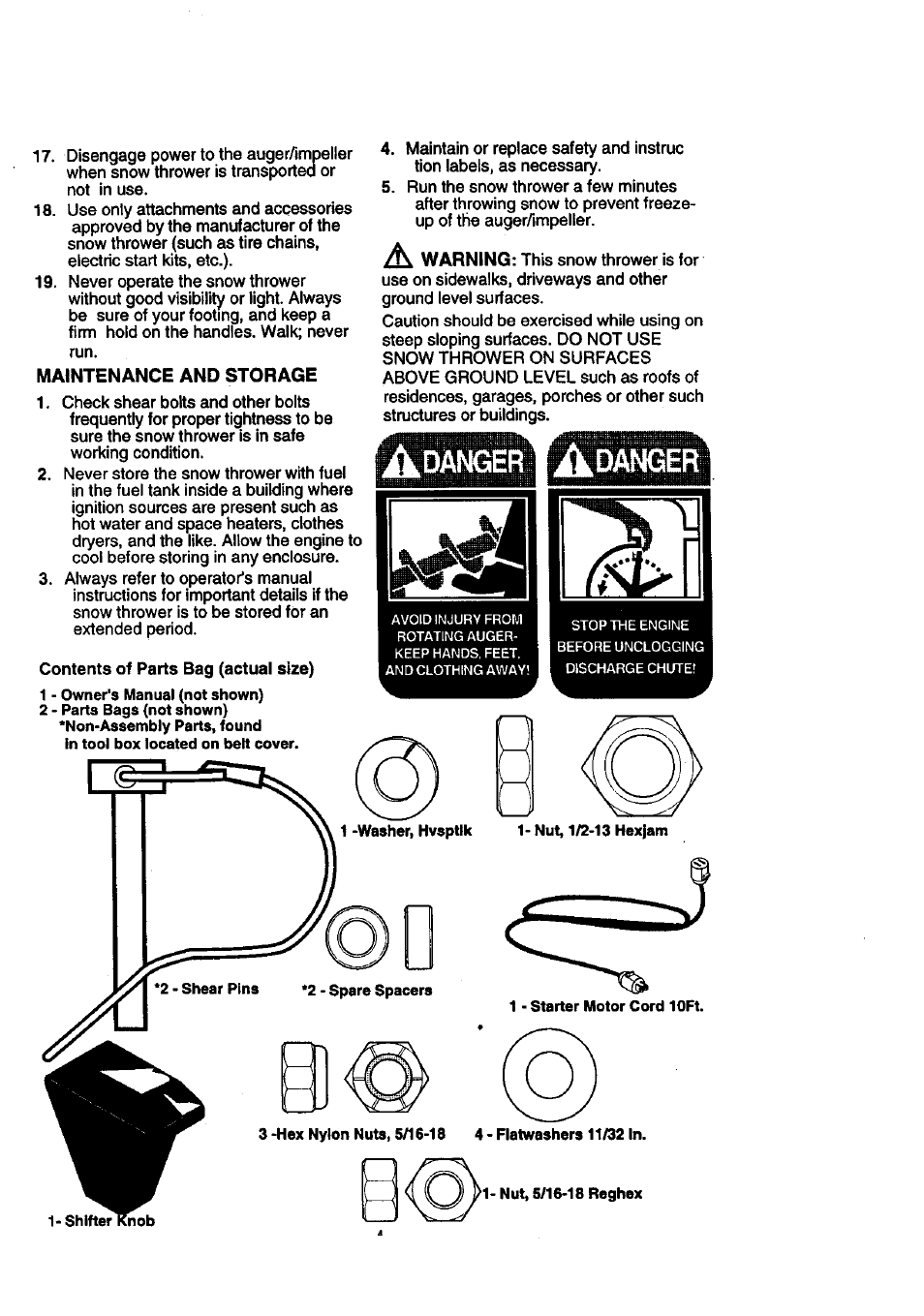 Maintenance and storage, Ada№àerti^banger | Craftsman 536.886140 User Manual | Page 4 / 39