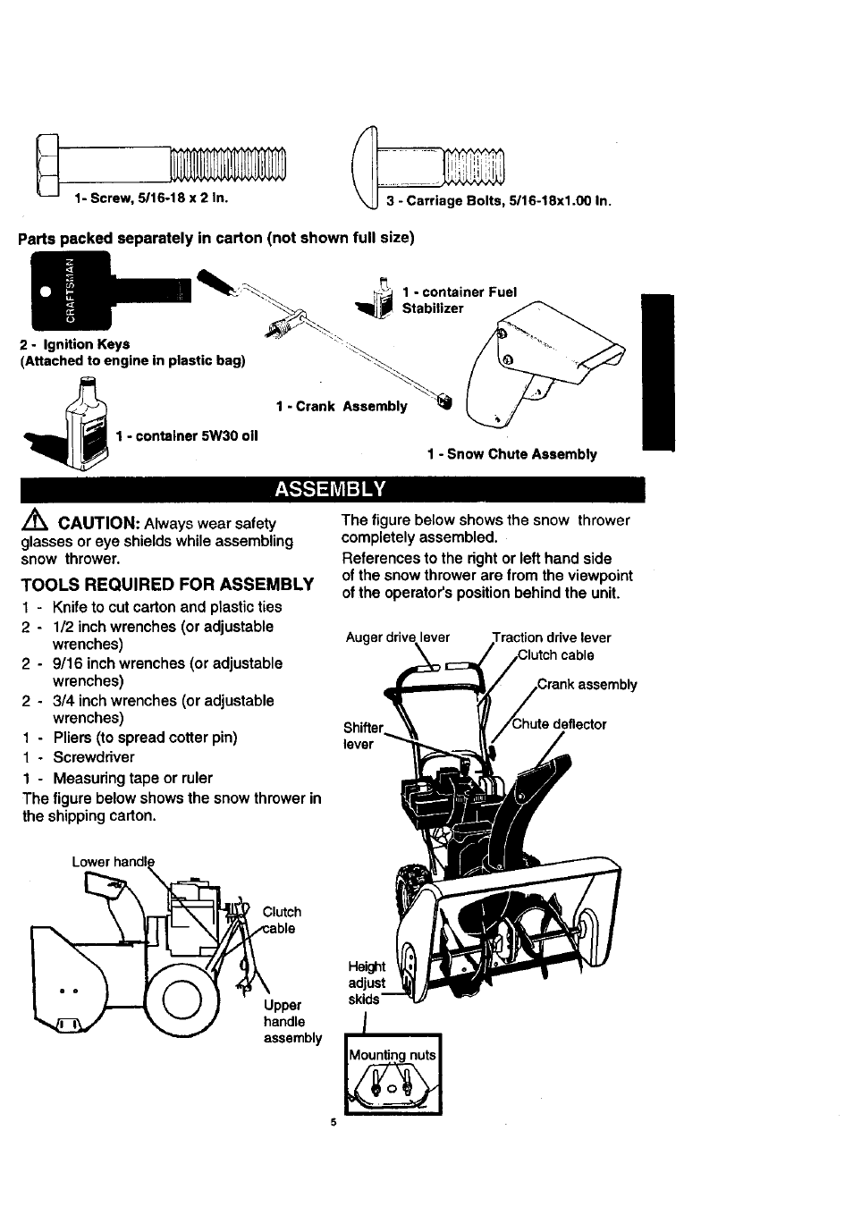 Tools required for assembly | Craftsman 536.886140 User Manual | Page 5 / 39