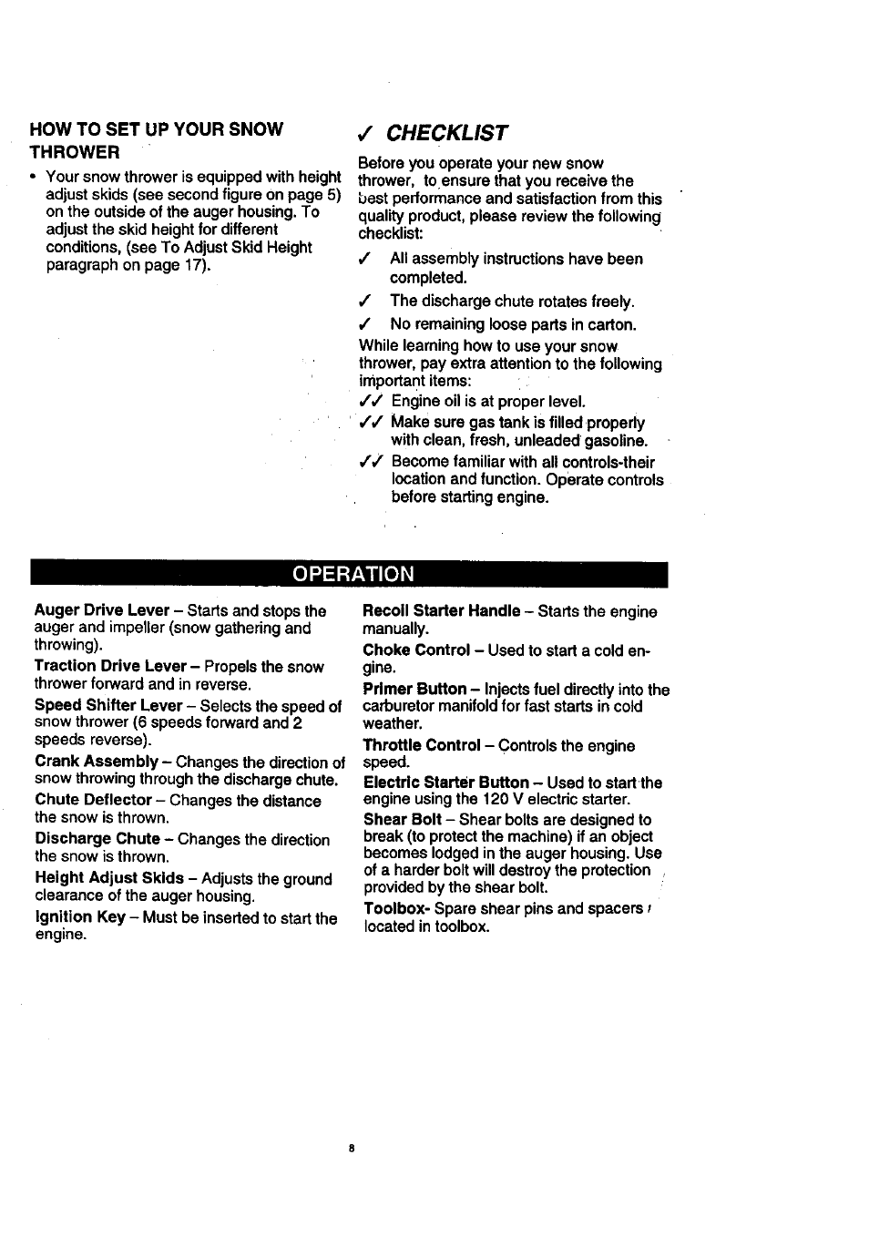 Checklist | Craftsman 536.886140 User Manual | Page 8 / 39