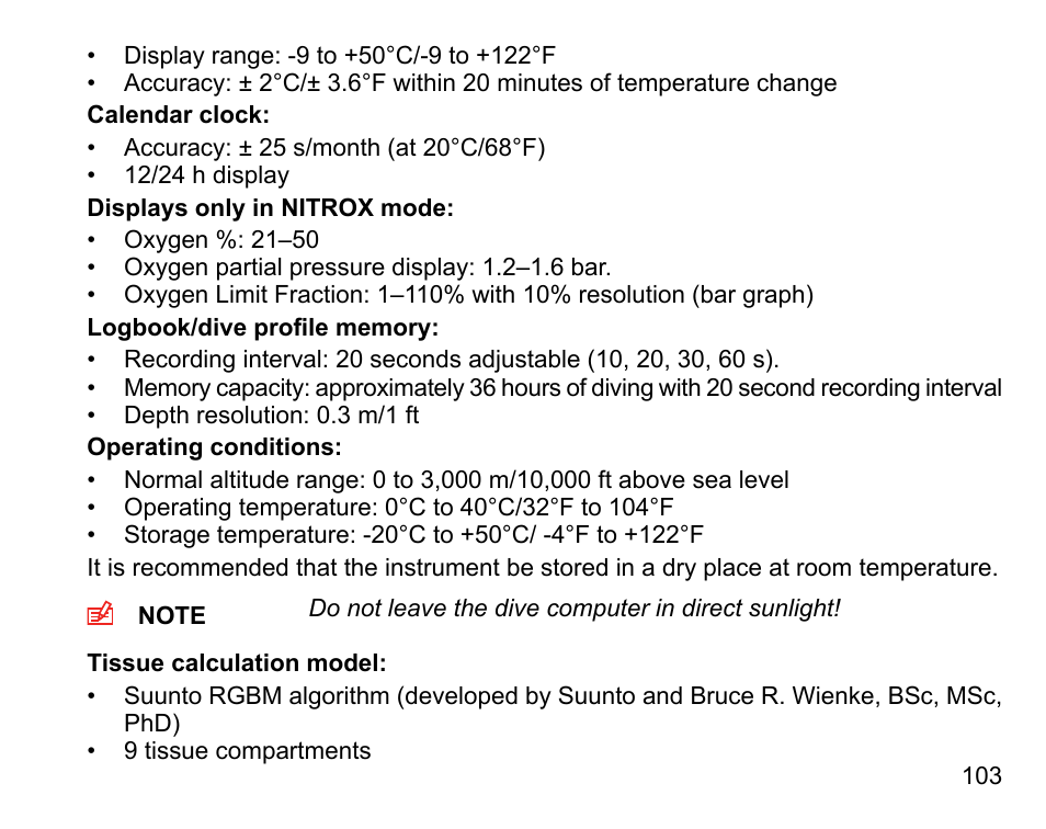 SUUNTO Vyper User Manual | Page 103 / 122