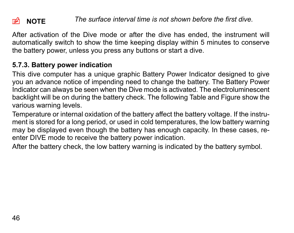 Battery power indication | SUUNTO Vyper User Manual | Page 46 / 122