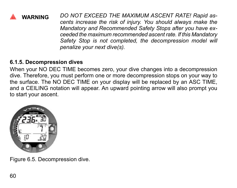 Decompression dives | SUUNTO Vyper User Manual | Page 60 / 122
