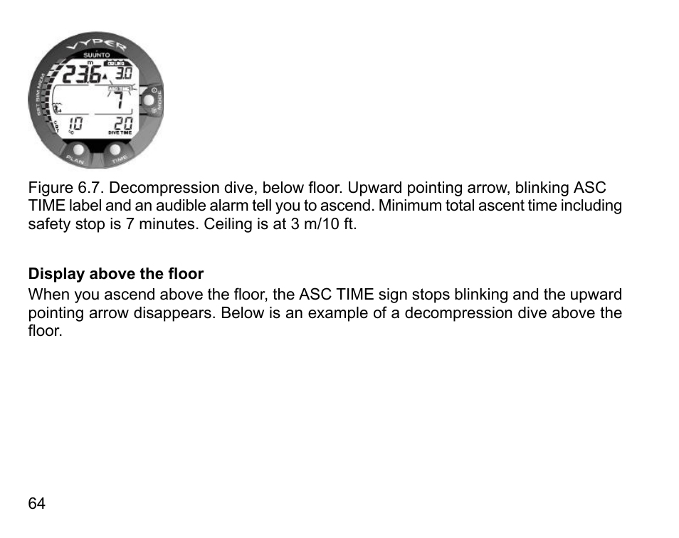 Display above the floor | SUUNTO Vyper User Manual | Page 64 / 122