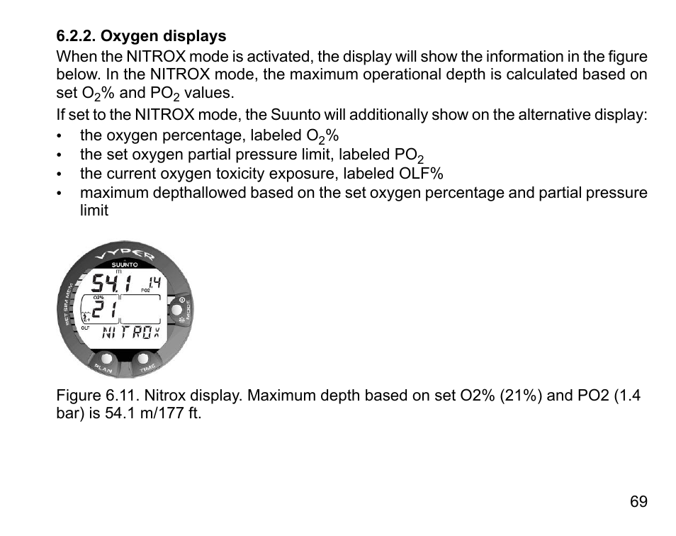 Oxygen displays | SUUNTO Vyper User Manual | Page 69 / 122