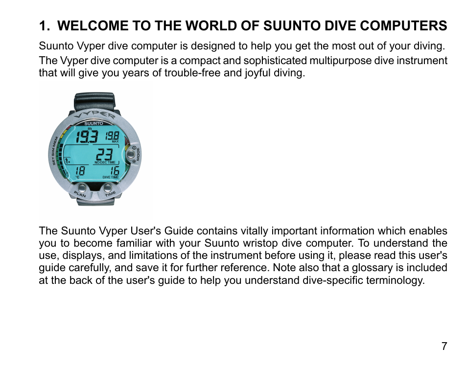 Welcome to the world of suunto dive computers | SUUNTO Vyper User Manual | Page 7 / 122