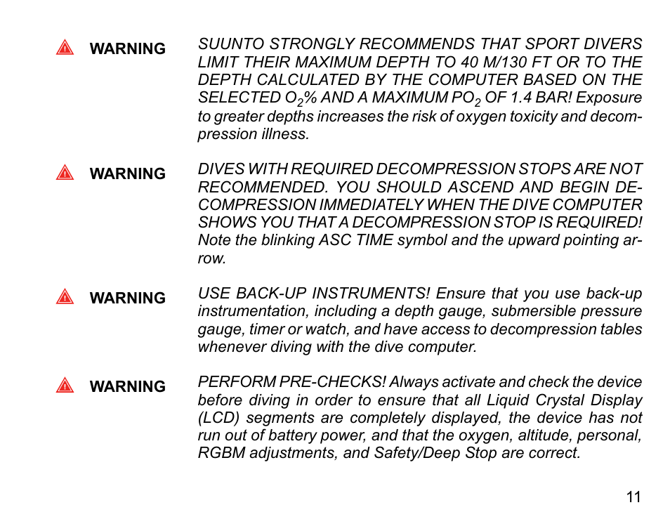 SUUNTO Vyper Air User Manual | Page 11 / 124