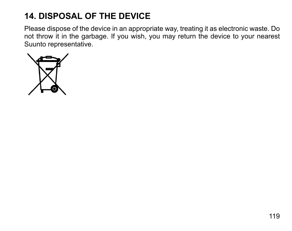 Disposal of the device | SUUNTO Vyper Air User Manual | Page 119 / 124