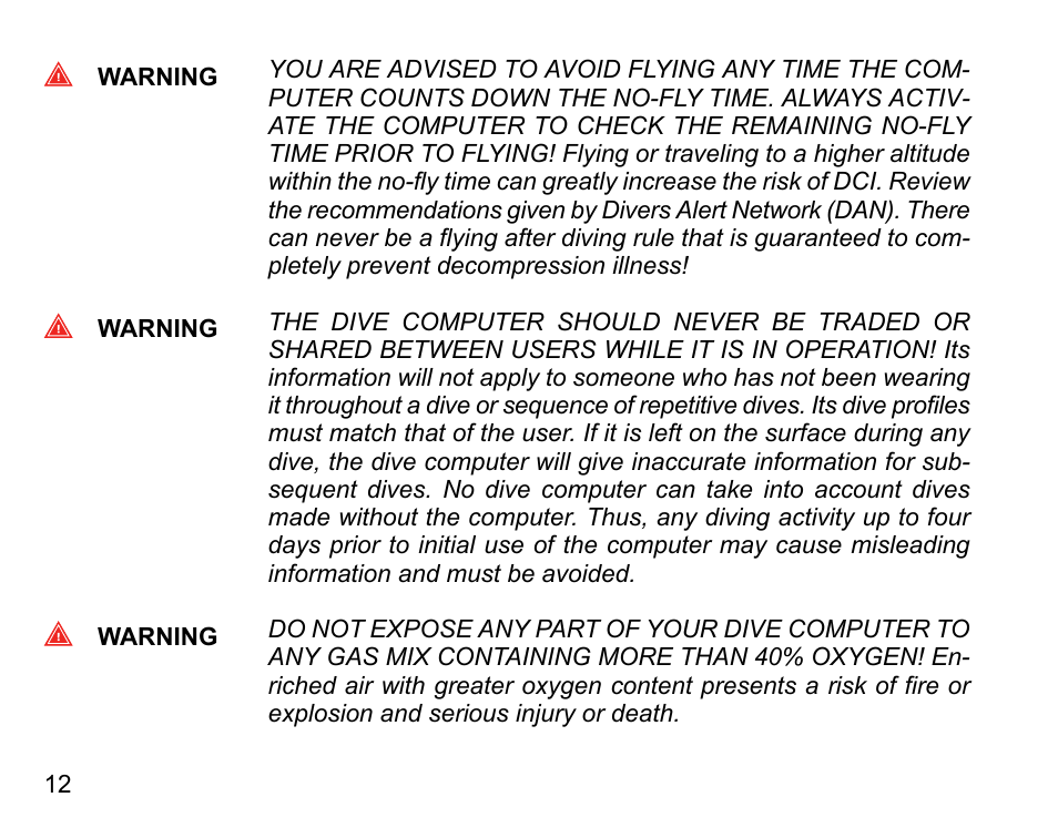 SUUNTO Vyper Air User Manual | Page 12 / 124