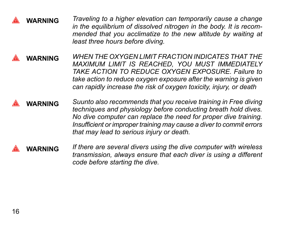 SUUNTO Vyper Air User Manual | Page 16 / 124