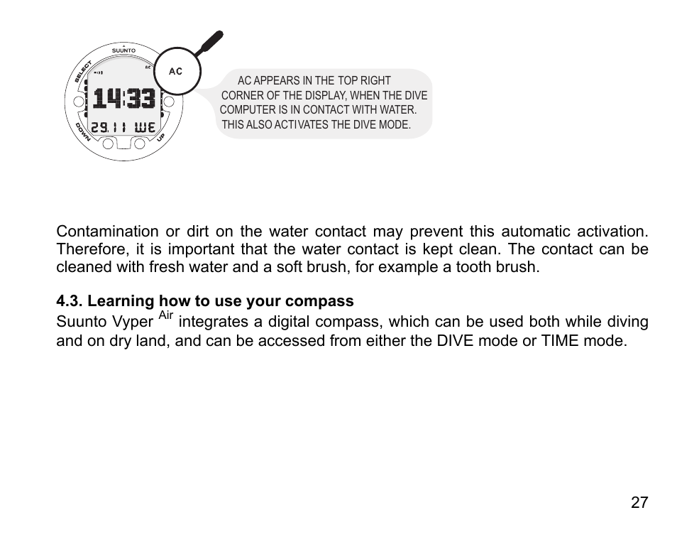 Learning how to use your compass | SUUNTO Vyper Air User Manual | Page 27 / 124