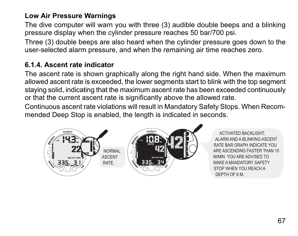 Ascent rate indicator | SUUNTO Vyper Air User Manual | Page 67 / 124