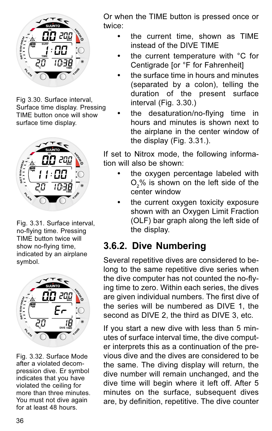 Dive numbering | SUUNTO VYTEC User Manual | Page 38 / 84