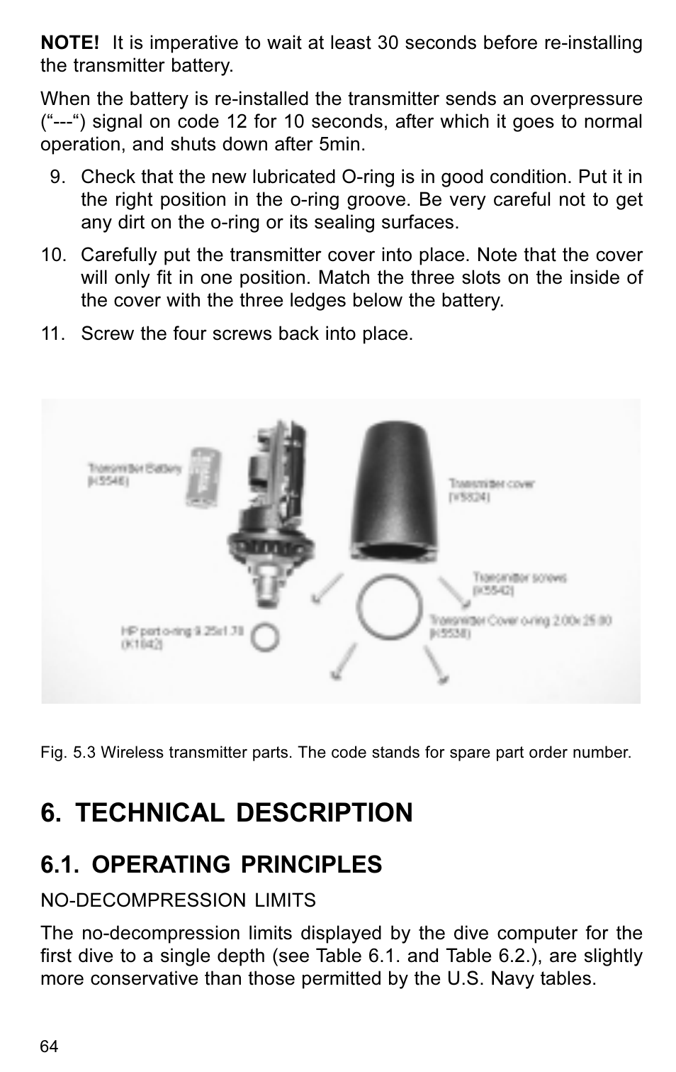 Technical description, Operating principles | SUUNTO VYTEC User Manual | Page 66 / 84