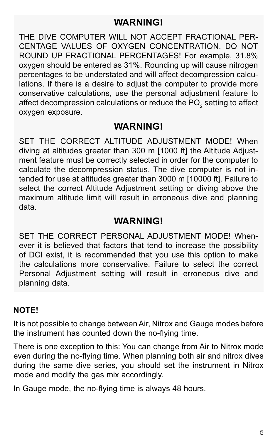Warning | SUUNTO VYTEC User Manual | Page 7 / 84