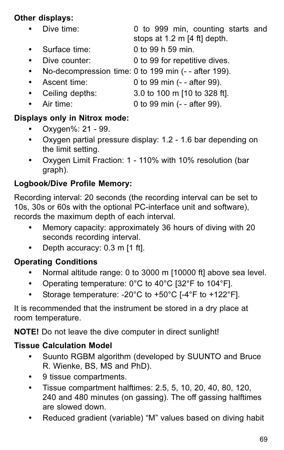 SUUNTO VYTEC User Manual | Page 71 / 84