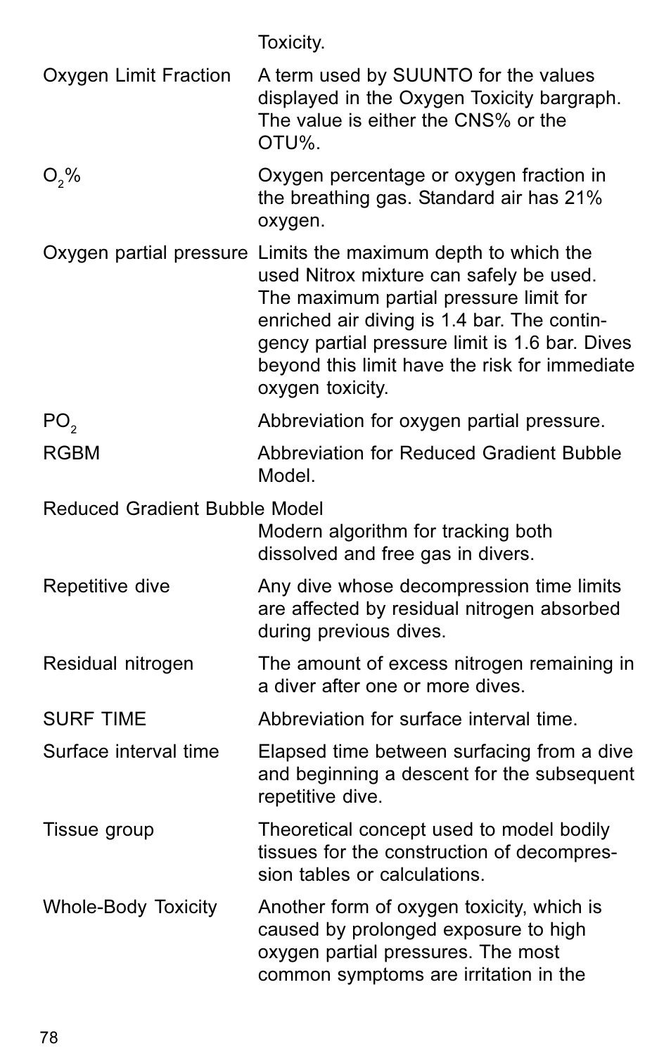 SUUNTO VYTEC User Manual | Page 80 / 84