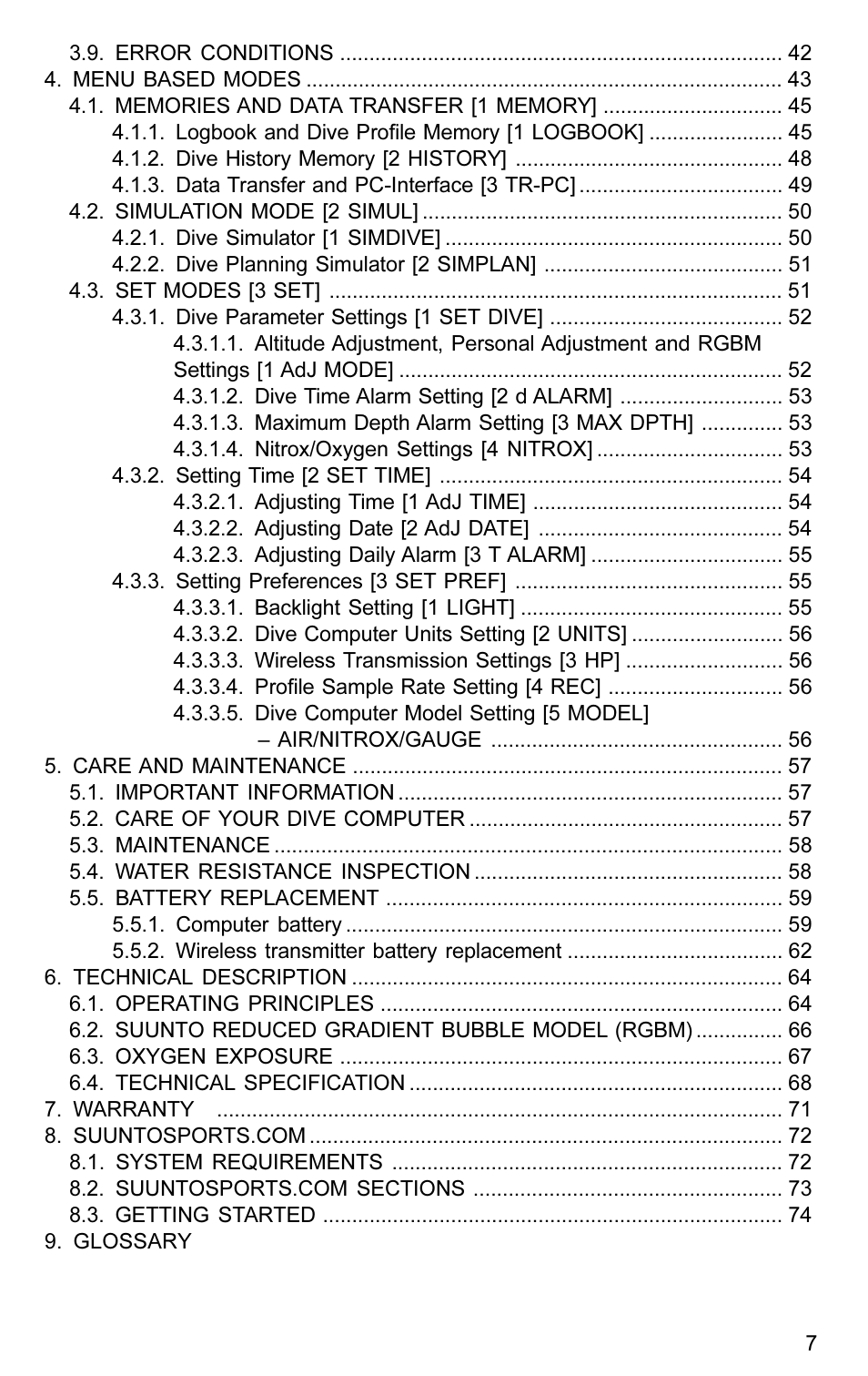 SUUNTO VYTEC User Manual | Page 9 / 84