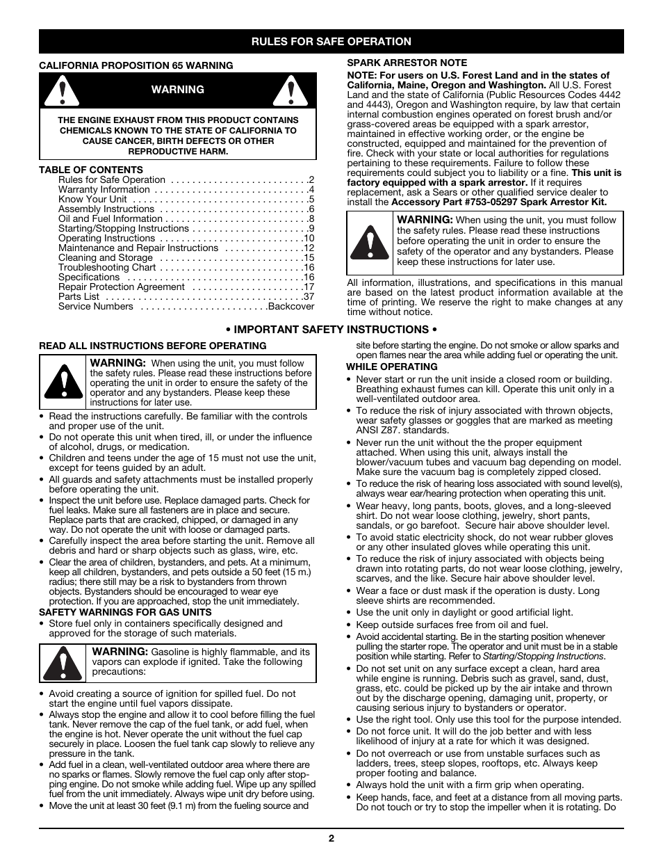 Craftsman 316.79498 User Manual | Page 2 / 40
