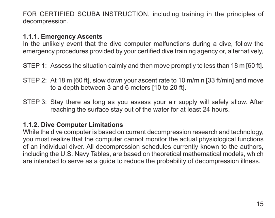 Emergency ascents, Dive computer limitations | SUUNTO Zoop User Manual | Page 17 / 108