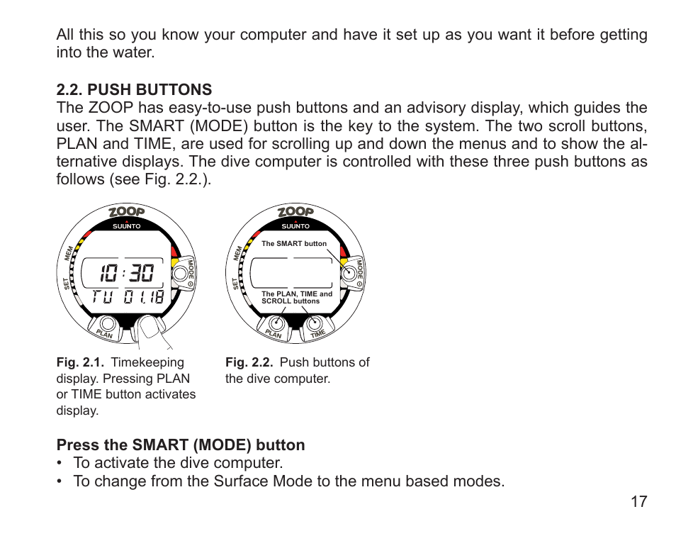 Push buttons | SUUNTO Zoop User Manual | Page 19 / 108