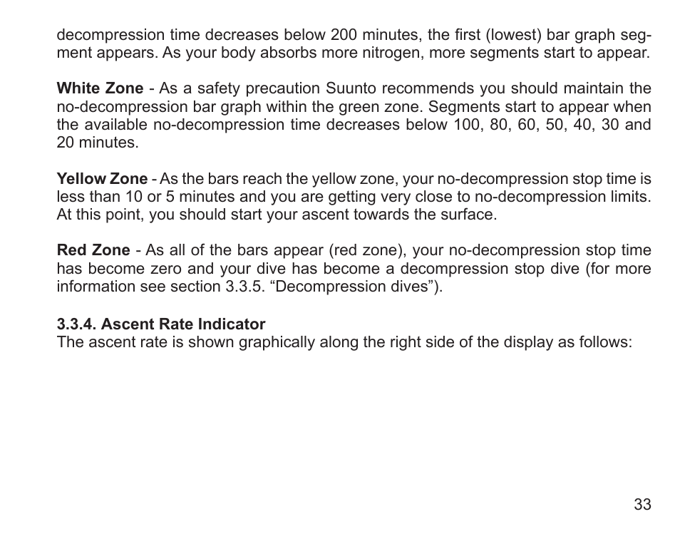 Ascent rate indicator | SUUNTO Zoop User Manual | Page 35 / 108