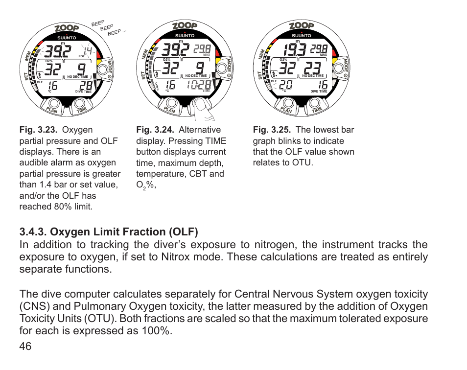 Oxygen limit fraction (olf) | SUUNTO Zoop User Manual | Page 48 / 108