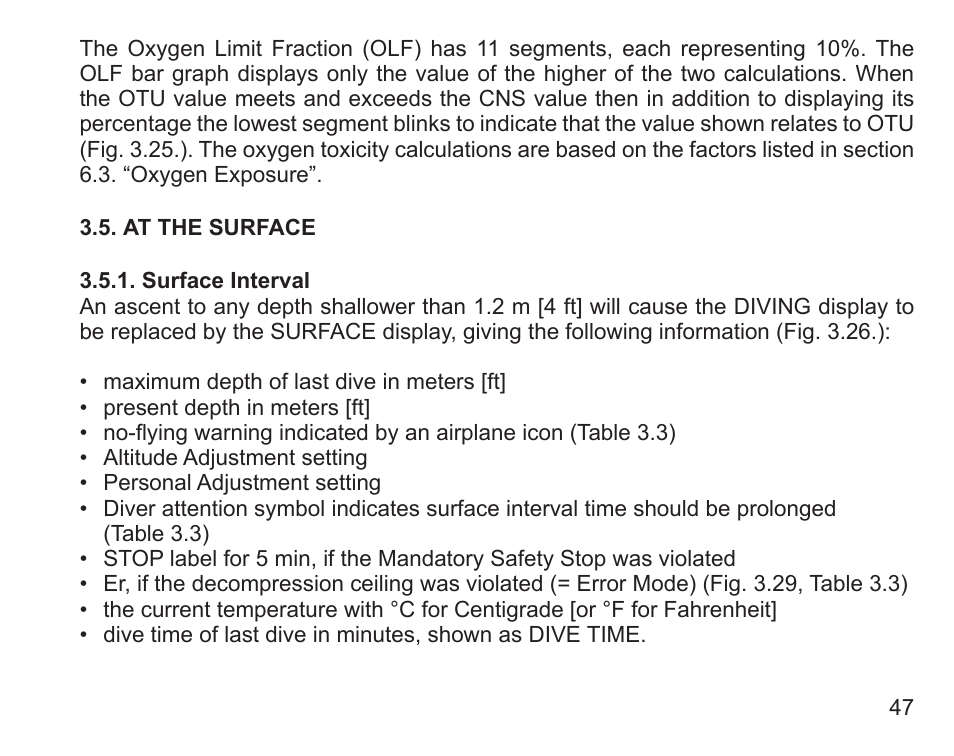 At the surface, Surface interval | SUUNTO Zoop User Manual | Page 49 / 108