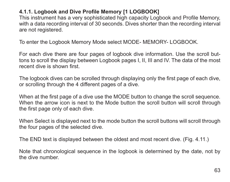 Logbook and dive profile memory [1 logbook | SUUNTO Zoop User Manual | Page 65 / 108