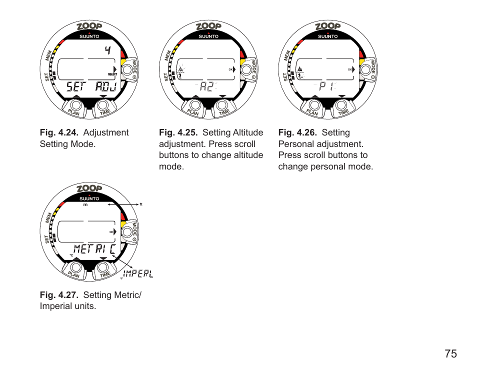 Fig. 4.27. setting metric/ imperial units | SUUNTO Zoop User Manual | Page 77 / 108