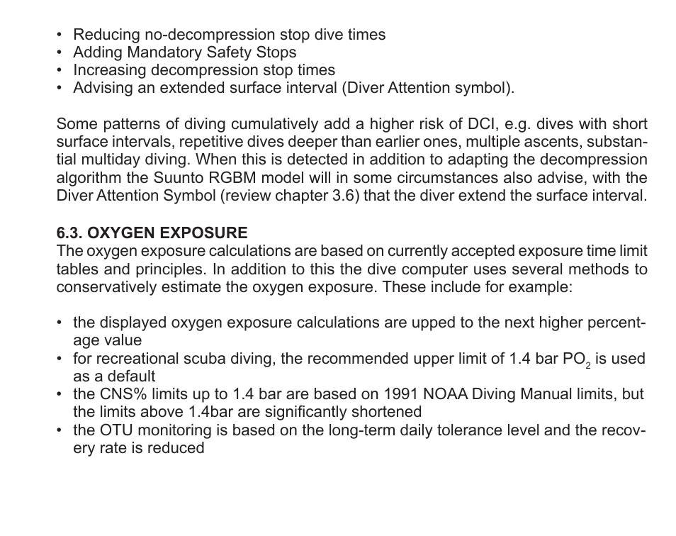 Oxygen exposure | SUUNTO Zoop User Manual | Page 91 / 108