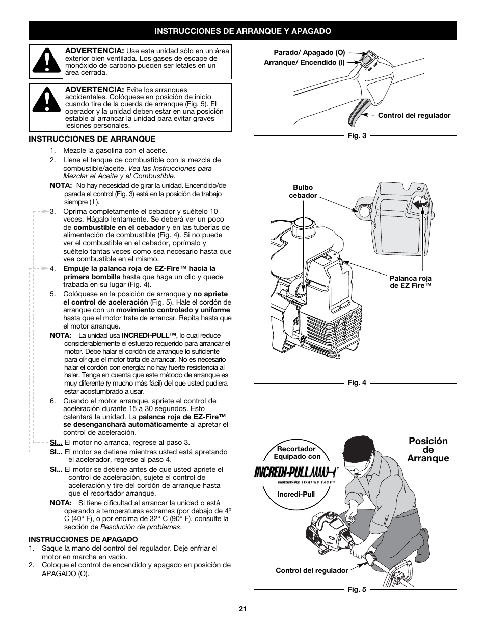 Posición de arranque | Craftsman 316.79187 User Manual | Page 21 / 32