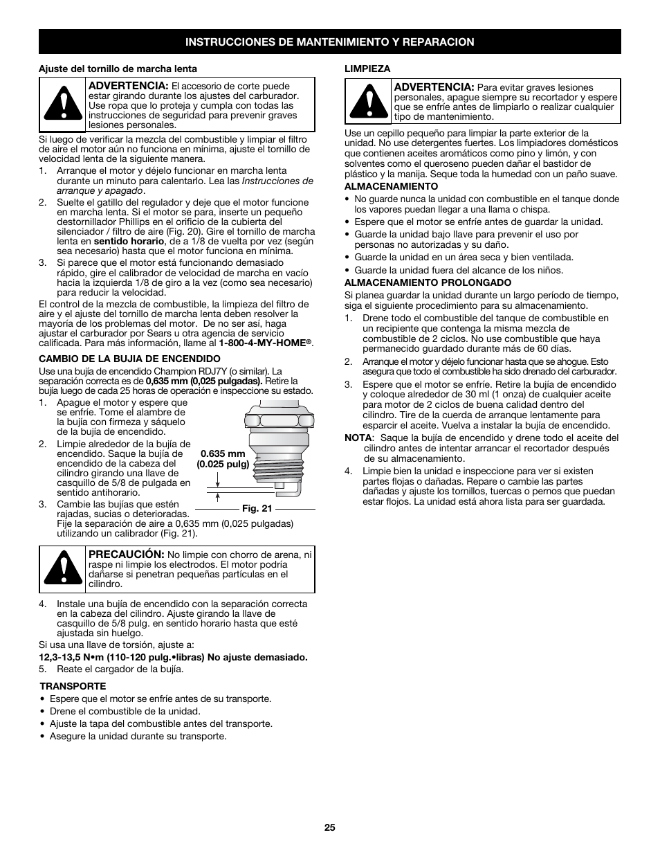 Craftsman 316.79187 User Manual | Page 25 / 32