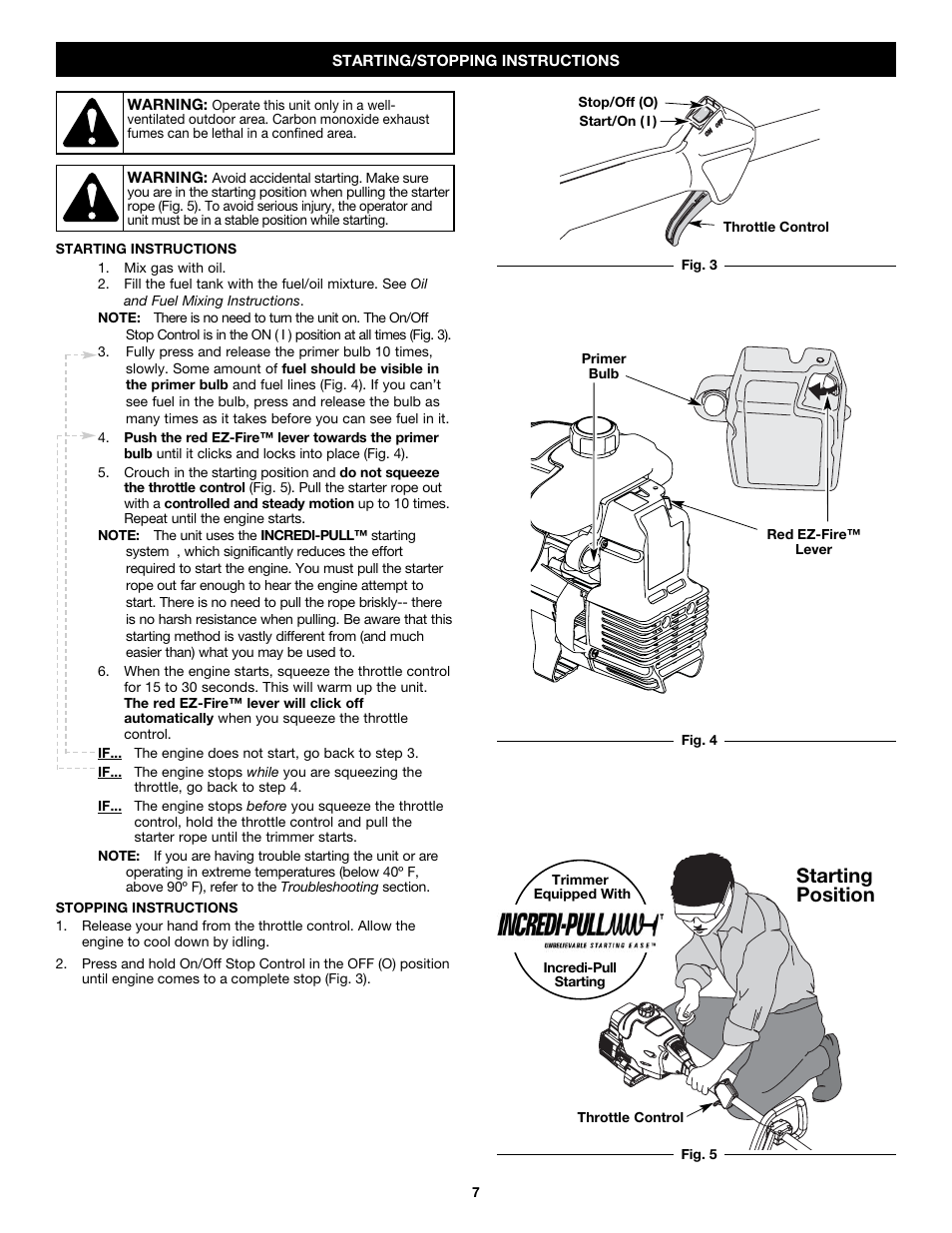 Starting position | Craftsman 316.79187 User Manual | Page 7 / 32