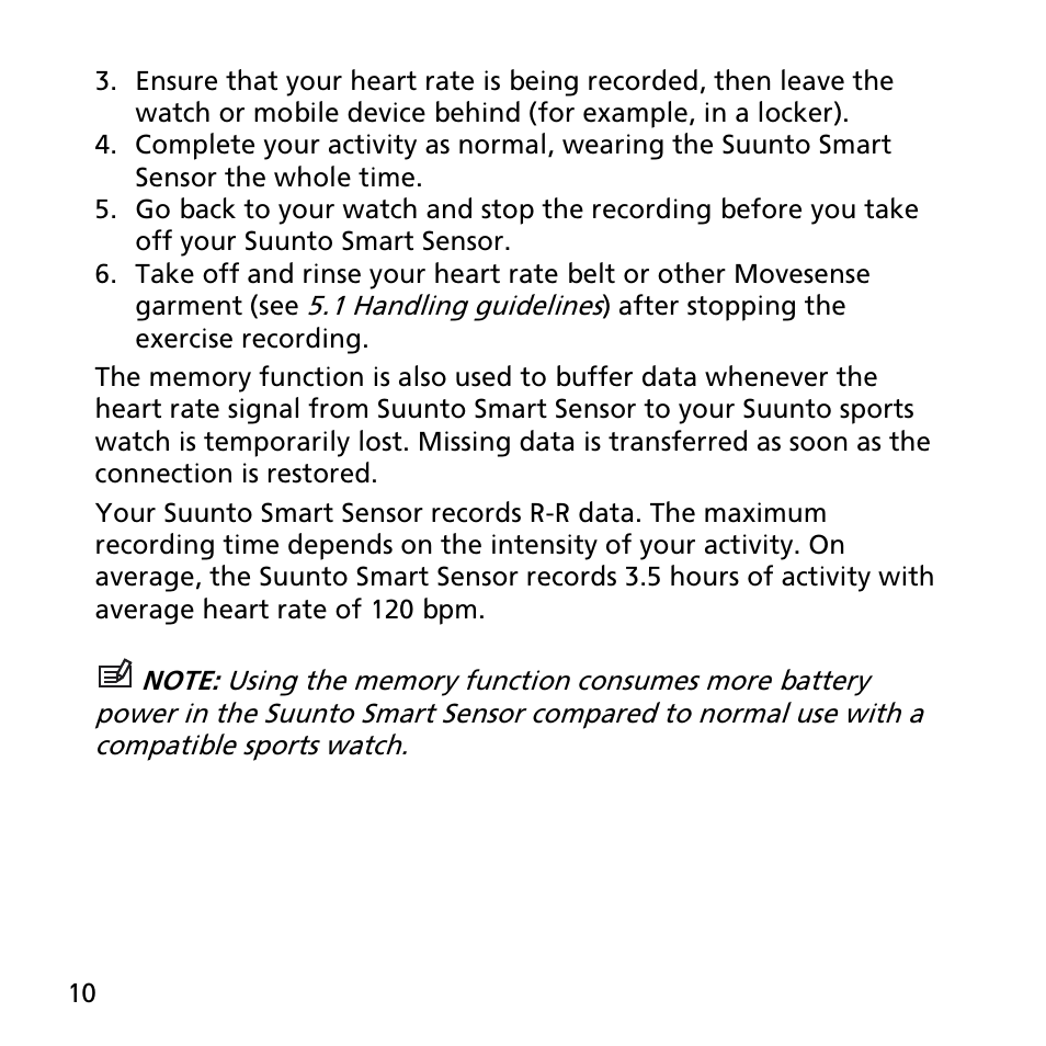 SUUNTO SMART SENSOR User Manual | Page 10 / 22