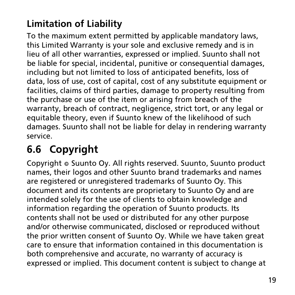 6 copyright | SUUNTO SMART SENSOR User Manual | Page 19 / 22