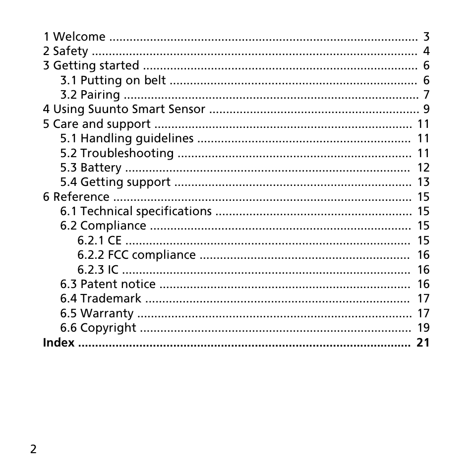 SUUNTO SMART SENSOR User Manual | Page 2 / 22