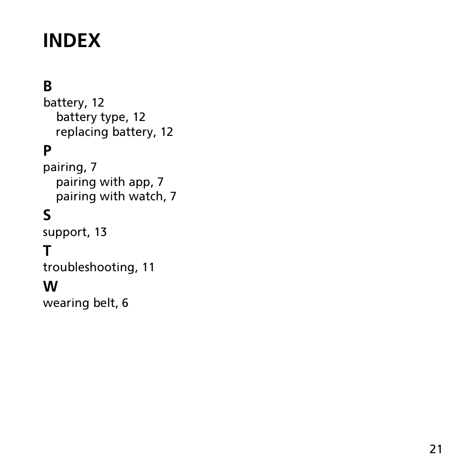 Index | SUUNTO SMART SENSOR User Manual | Page 21 / 22