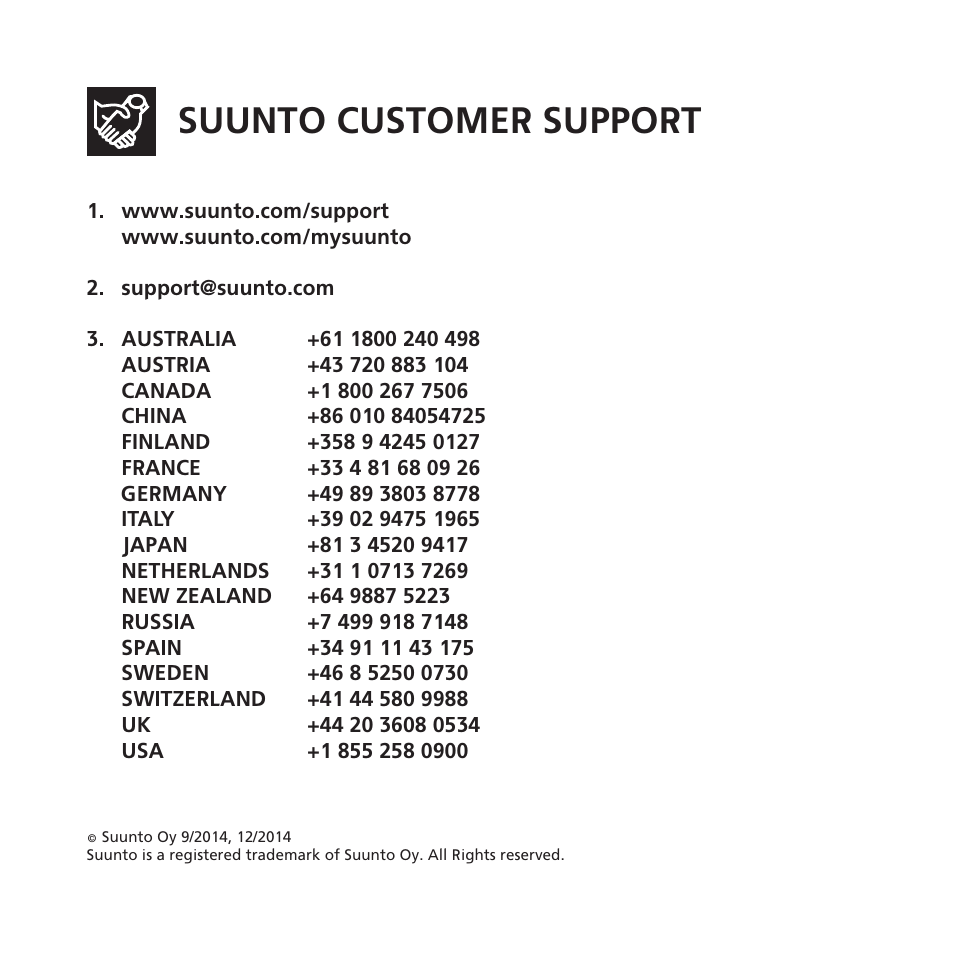 Suunto customer support | SUUNTO SMART SENSOR User Manual | Page 22 / 22