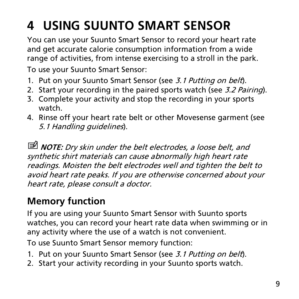 4 using suunto smart sensor | SUUNTO SMART SENSOR User Manual | Page 9 / 22