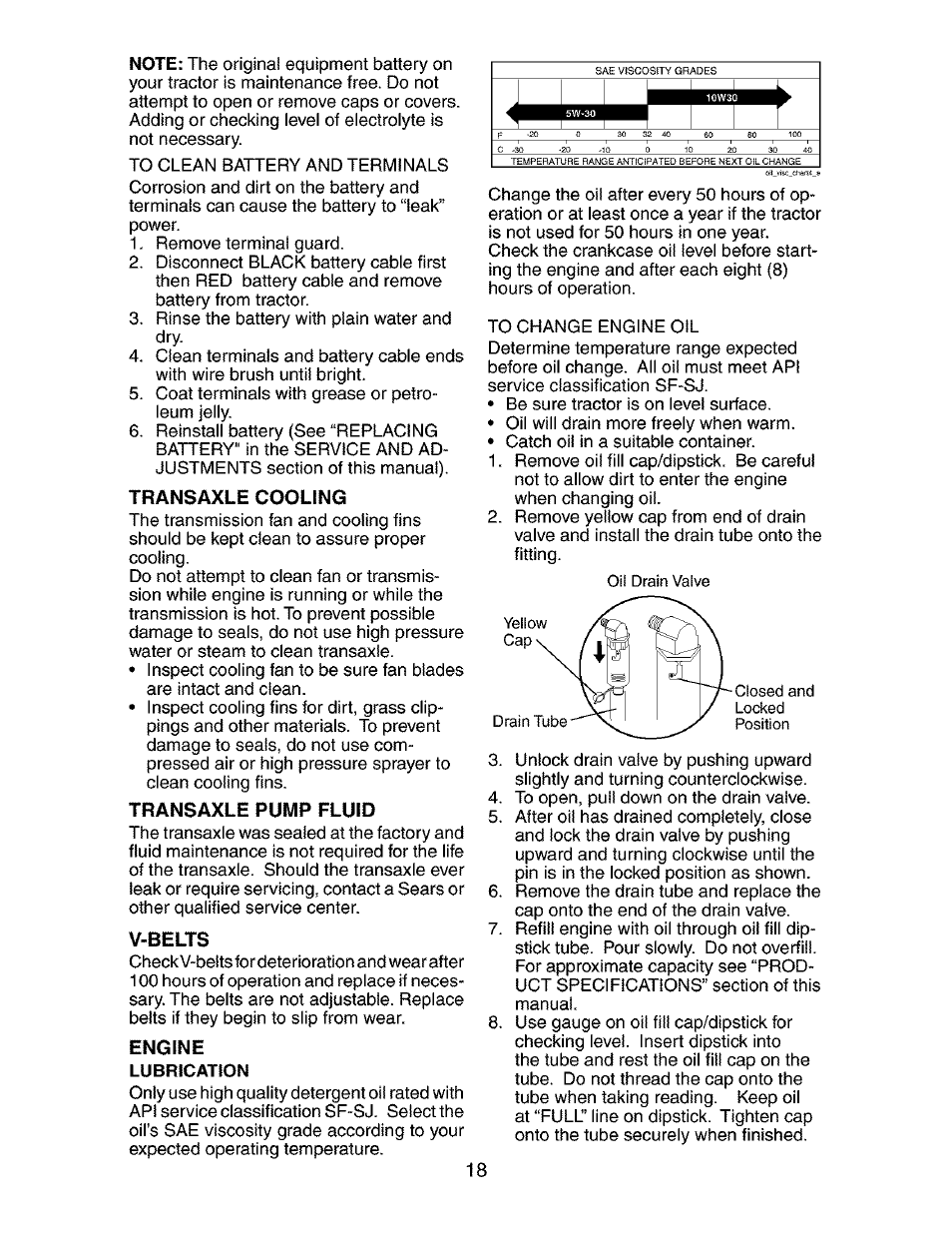 Transaxle cooling, Transaxle pump fluid, V""belts | Engine | Craftsman 917.275283 User Manual | Page 18 / 60