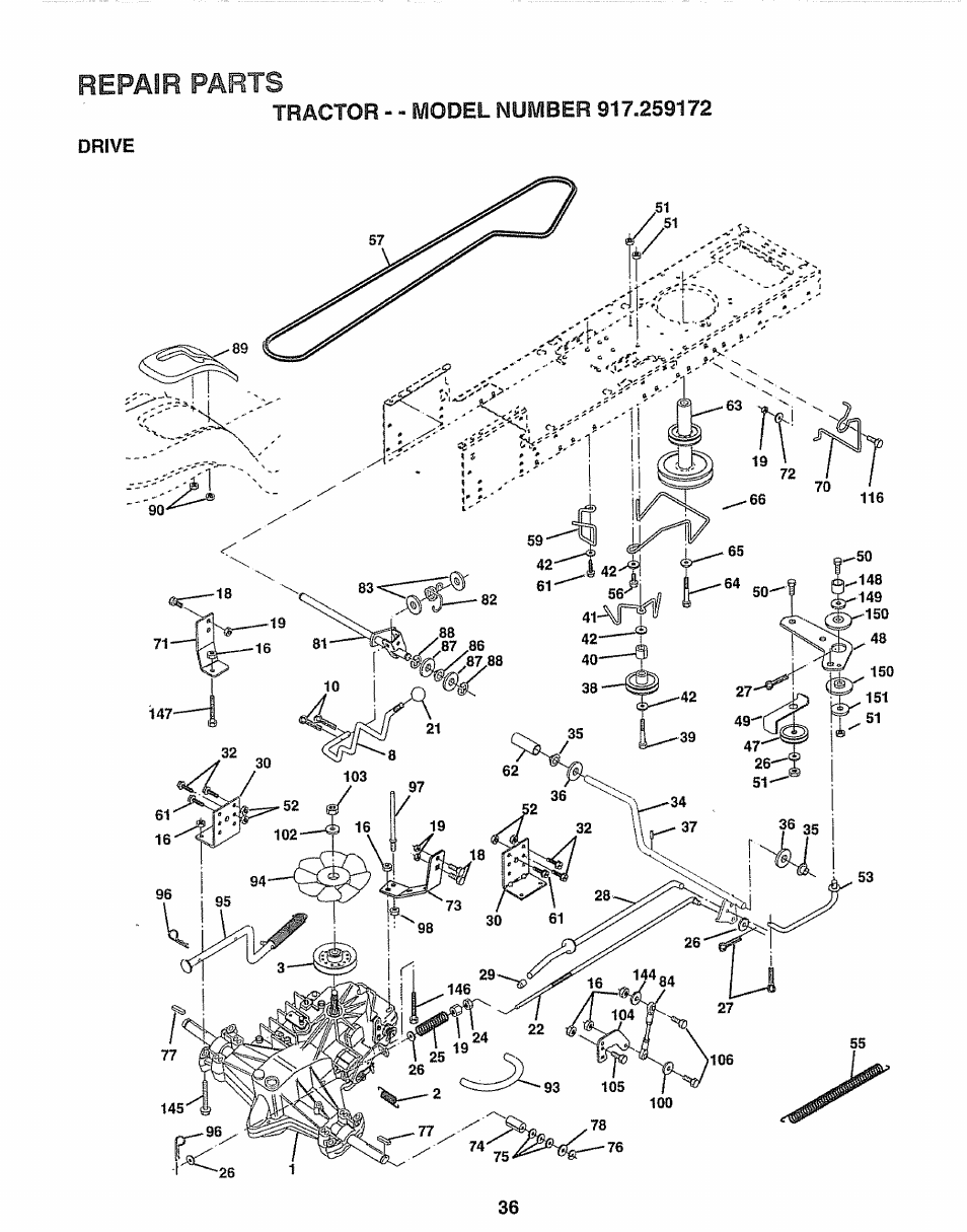 Repair parts | Craftsman 917.259172 User Manual | Page 36 / 60