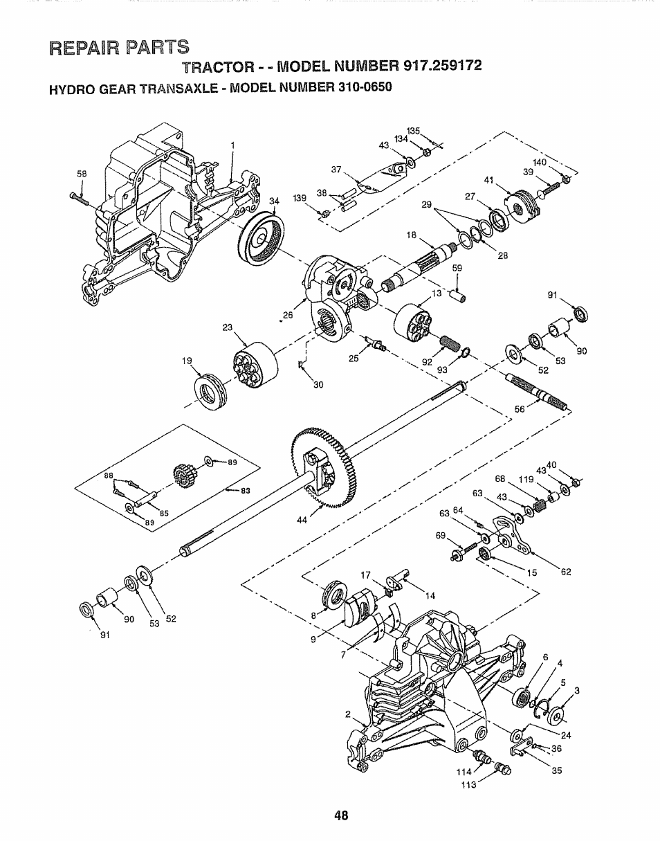 Repair parts | Craftsman 917.259172 User Manual | Page 48 / 60