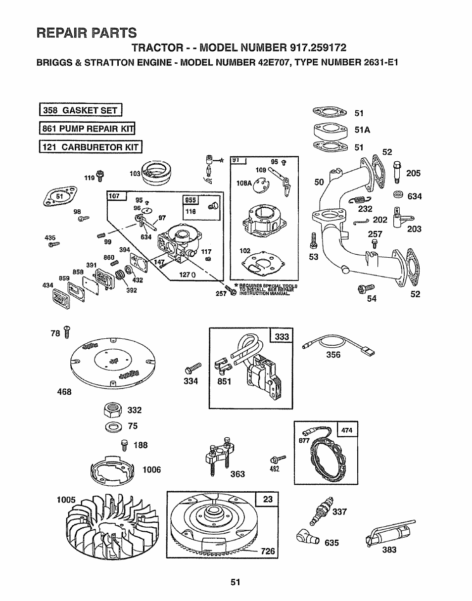 Repair parts | Craftsman 917.259172 User Manual | Page 51 / 60