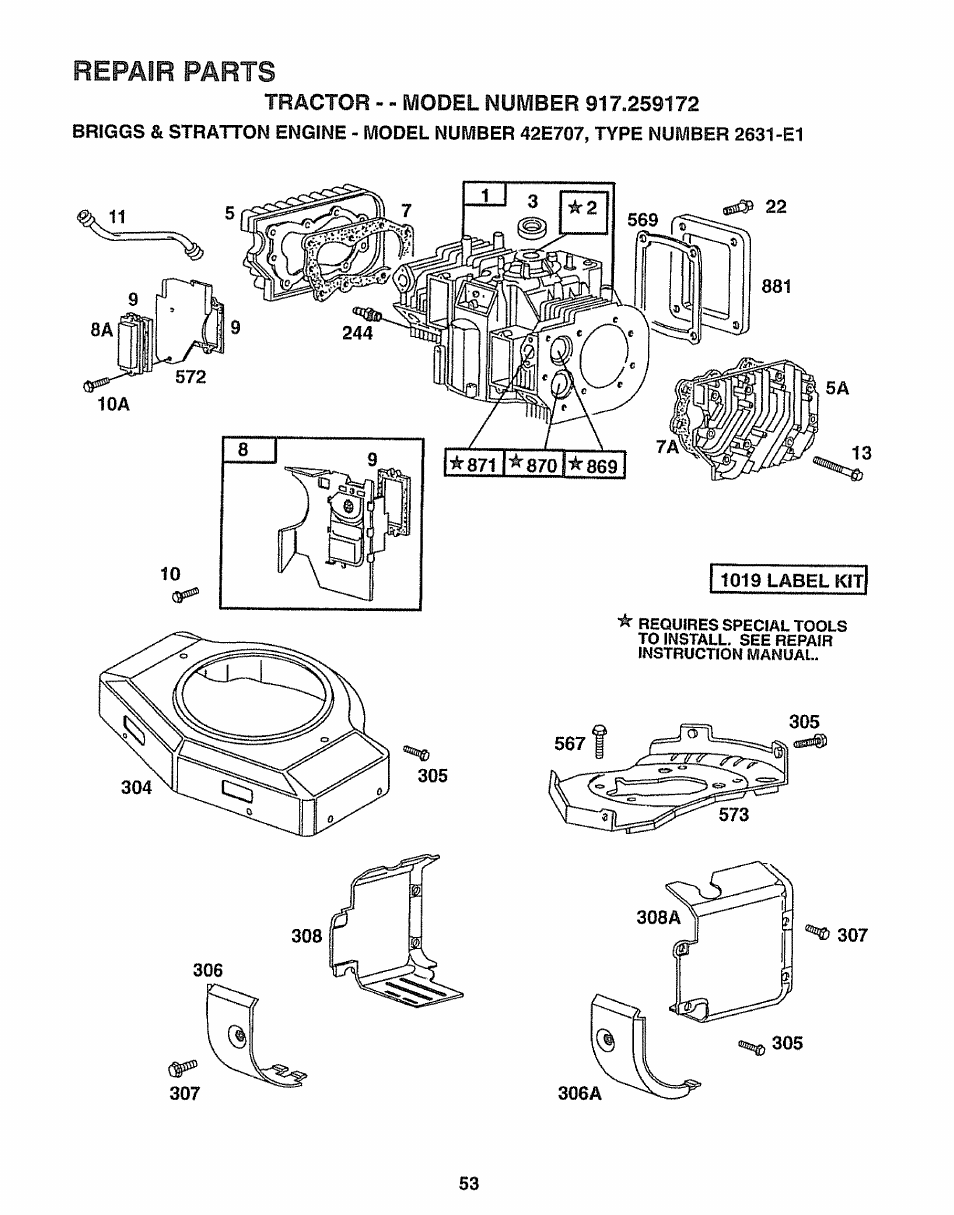 Repair parts | Craftsman 917.259172 User Manual | Page 53 / 60